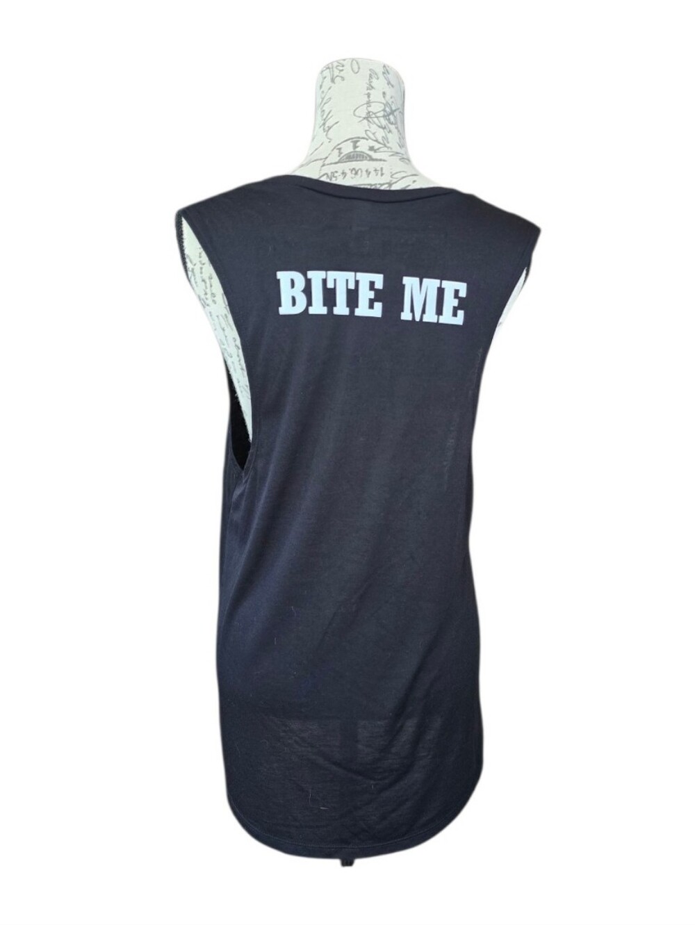 Bite Me Alexa Jacobs Black Graphic Racerback Tank Top 2XL - Picture 3 of 8